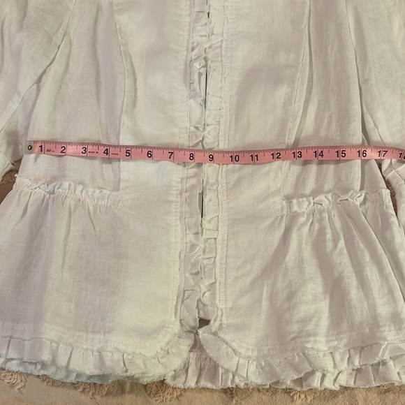 INC White Ruffle Linen Blazer Jacket - Picture 12 of 12